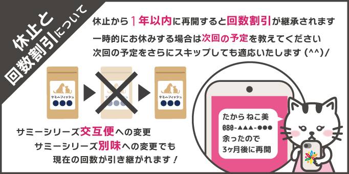 定期便休止と回数割引について